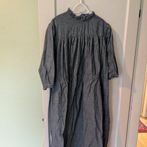 Veritecoeur Frill Gather Dress -- Navy